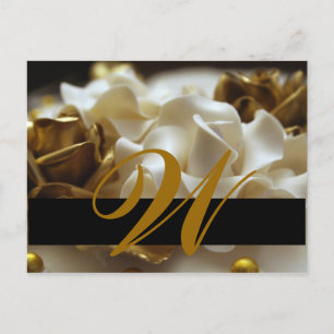 Save the Date Postkarten Gold und Creme Monogramm