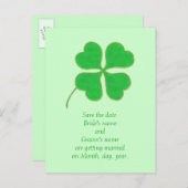 Save the Date Postkarten, Goldpunkte für grünes Kl Ankündigungspostkarte (Vorne/Hinten)