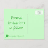 Save the Date Postkarten, Goldpunkte für grünes Kl Ankündigungspostkarte (Rückseite)