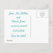 Save the Date Postkarten in Aquamarin blau-grün (Rückseite)