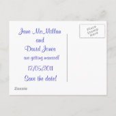 Save the Date Postkarten in Blau (Rückseite)