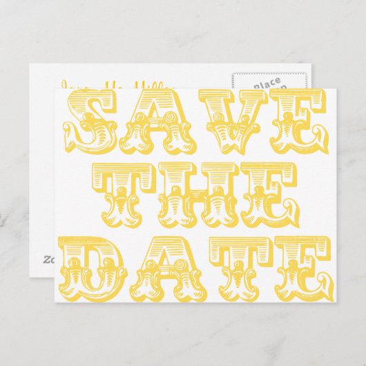 Save the Date Postkarten in Gelb (Vorne/Hinten)