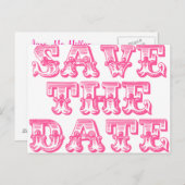 Save the Date Postkarten in Hot Pink/Fuschia (Vorne/Hinten)