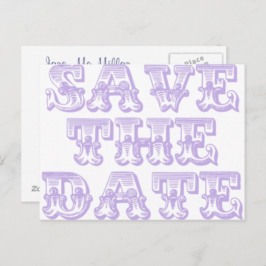 Save the Date Postkarten in Lilac (Vorne/Hinten)