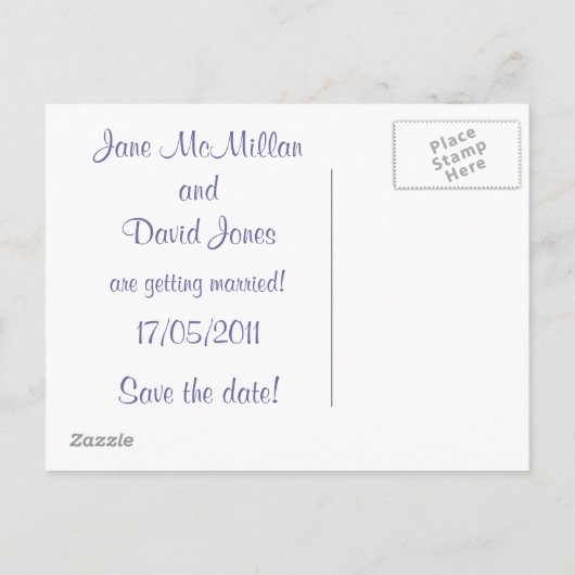 Save the Date Postkarten in Lilac (Rückseite)