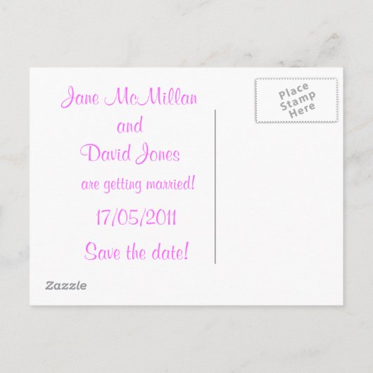 Save the Date Postkarten in Rosa (Rückseite)