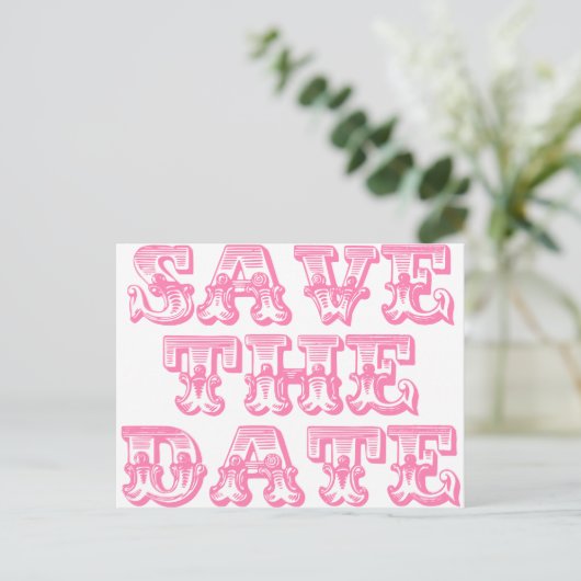 Save the Date Postkarten in Rosa (Stehend Vorderseite)