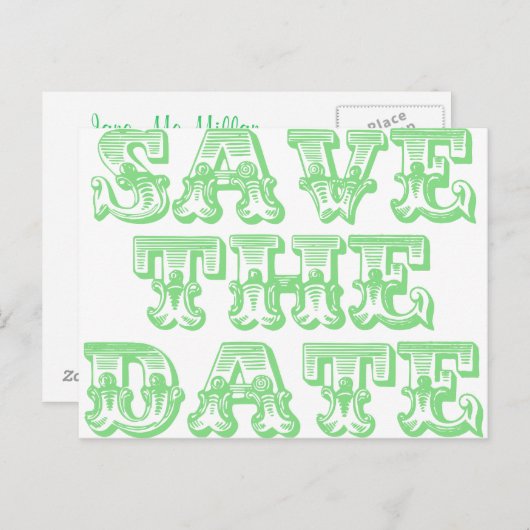 Save the Date Postkarten in Sage Green (Vorne/Hinten)