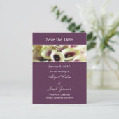 Save the Date Postkarten, lila Calla-Lilien Ankündigungspostkarte (Stehend Vorderseite)