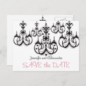 Save the Date Postkarten mit Kronleuchtern (Vorne/Hinten)