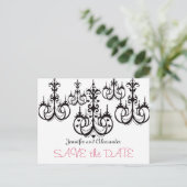 Save the Date Postkarten mit Kronleuchtern (Stehend Vorderseite)