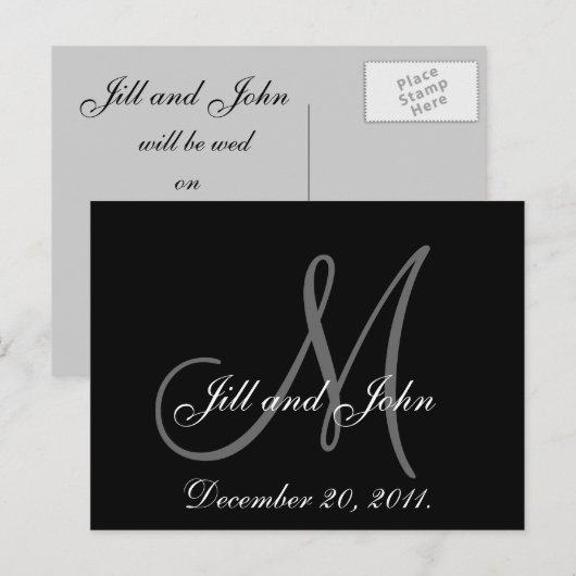 Save the Date Postkarten mit Monogramm (Vorne/Hinten)