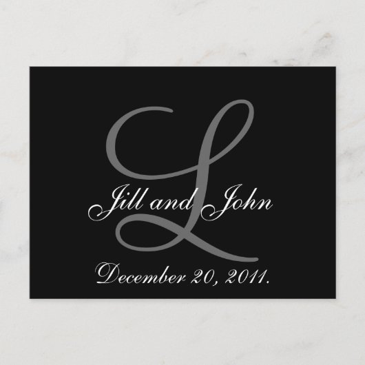 Save the Date Postkarten mit Monogramm (Vorderseite)