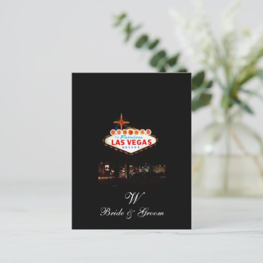 Save the Date Postkarten Monogram Las Vegas Weddin (Stehend Vorderseite)