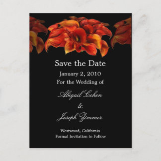 Save the Date Postkarten, orangefarbene Calla-Lili Ankündigungspostkarte