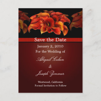 Save the Date Postkarten, orangefarbene Calla-Lili Ankündigungspostkarte
