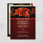 Save the Date Postkarten, orangefarbene Calla-Lili Ankündigungspostkarte (Vorne/Hinten)