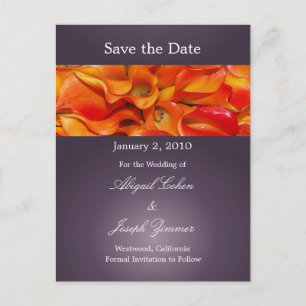 Save the Date Postkarten, orangefarbene Calla-Lili Ankündigungspostkarte