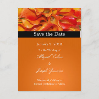 Save the Date Postkarten, orangefarbene Calla-Lili Ankündigungspostkarte