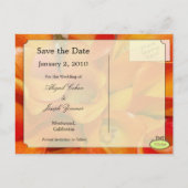 Save the Date Postkarten, orangefarbene Calla-Lili Ankündigungspostkarte (Rückseite)
