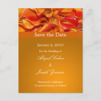 Save the Date Postkarten, orangefarbene Calla-Lili Ankündigungspostkarte