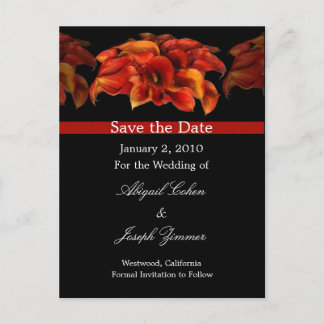 Save the Date Postkarten, orangefarbene Calla-Lili Ankündigungspostkarte