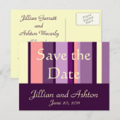 Save the Date Postkarten Rosa Lila Muster (Vorne/Hinten)