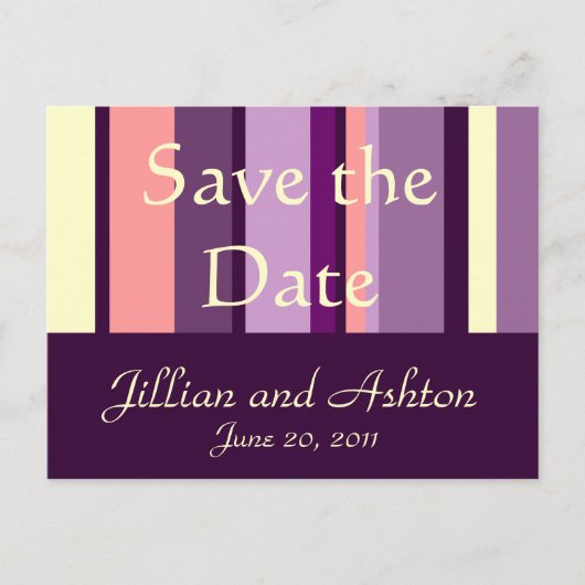 Save the Date Postkarten Rosa Lila Muster (Vorderseite)