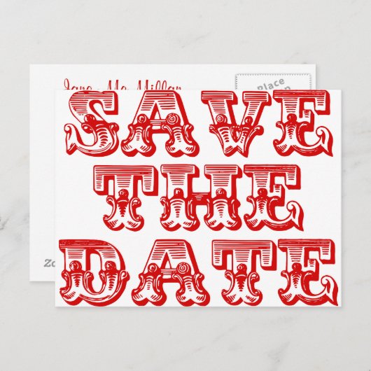 Save the Date Postkarten rot (Vorne/Hinten)