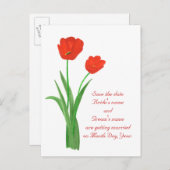Save the Date Postkarten, Rote Tulpen Ankündigungspostkarte (Vorne/Hinten)