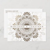 Save the Date Postkarten Weiß & Gold Found Mandala (Vorne/Hinten)