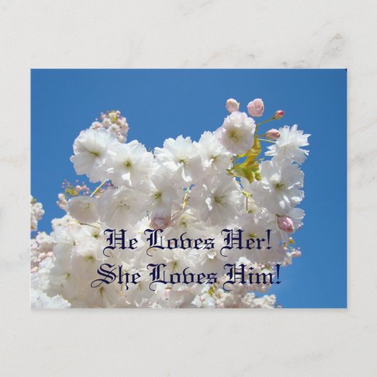 Save the Date! Postkarten Weiße Blume blüht (Vorderseite)