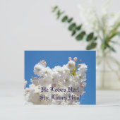 Save the Date! Postkarten Weiße Blume blüht (Stehend Vorderseite)