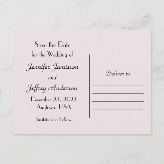 Save the Date Postkartenankündigung Rosa Postkarte (Rückseite)
