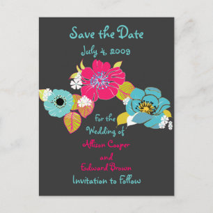 Save the Date Postkartenflorale auf Grafit Ankündigungspostkarte