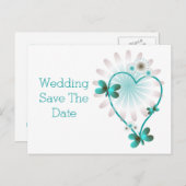 Save the Date Postkartenherz und Schmetterlinge Ankündigungspostkarte (Vorne/Hinten)