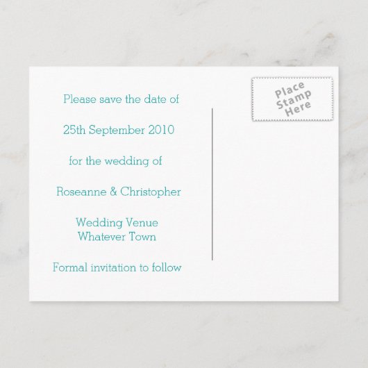 Save the Date Postkartenherz und Schmetterlinge Ankündigungspostkarte (Rückseite)