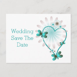 Save the Date Postkartenherz und Schmetterlinge Ankündigungspostkarte