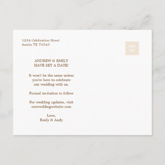 Save the Date Postmark Circle Foto Postkarte (Rückseite)