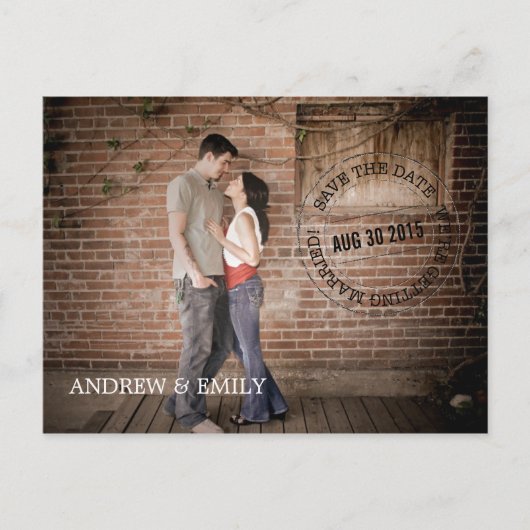 Save the Date Postmark Circle Foto Postkarte (Vorderseite)