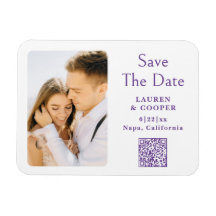Save The Date Purple White Stylish Modern Wedding