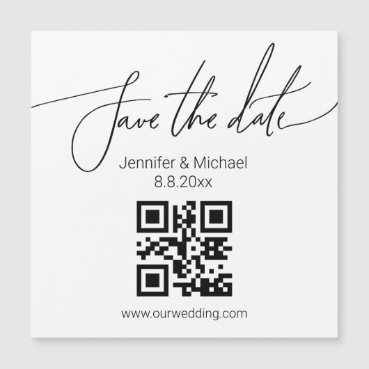 Save the Date qr Code einfacher Hochzeitmagnet Magnetkarte (Vorderseite)