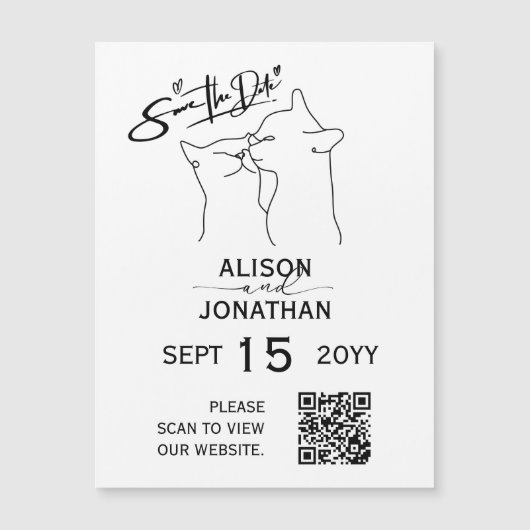 Save the Date QR-Code Einfaches Skript Minimalisti Magnetkarte (Vorderseite)