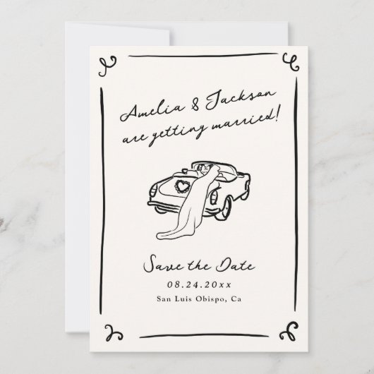 Save the Date QR-Code für das Foto "Whimsical Hand Einladung (Vorderseite)