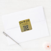 Save the Date, qr-Code Gold Glitzer schicke Hochze Quadratischer Aufkleber (Umschlag)