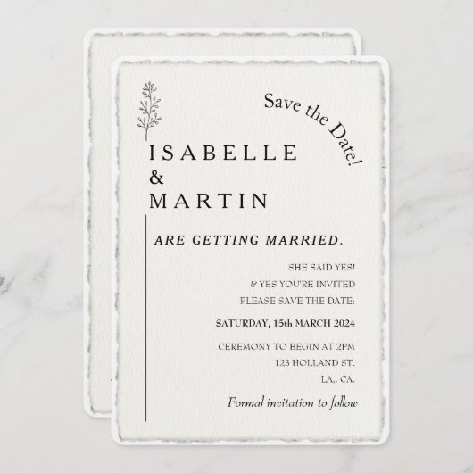 Save the Date QR-Code-Imitate an der Kante geklemm Einladung (Vorne/Hinten)