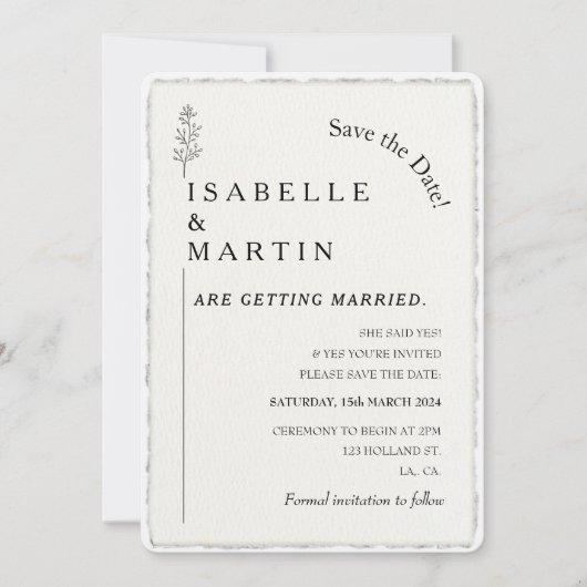 Save the Date QR-Code-Imitate an der Kante geklemm Einladung (Vorderseite)