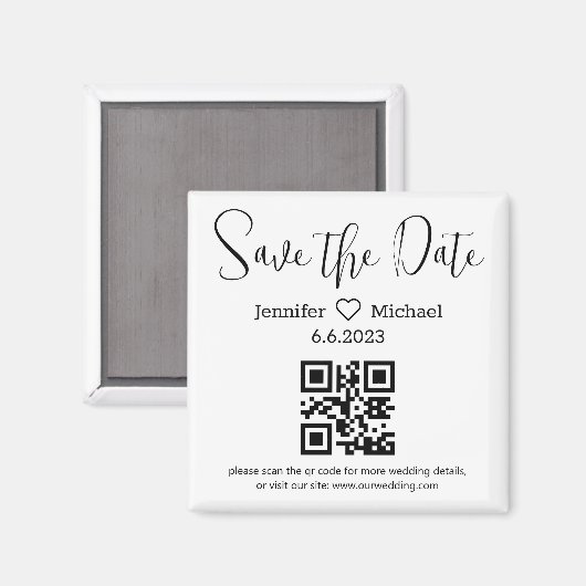 Save the Date qr-Code minimalistisch moderne Hochz Magnet (Vorderseite/Rückseite)
