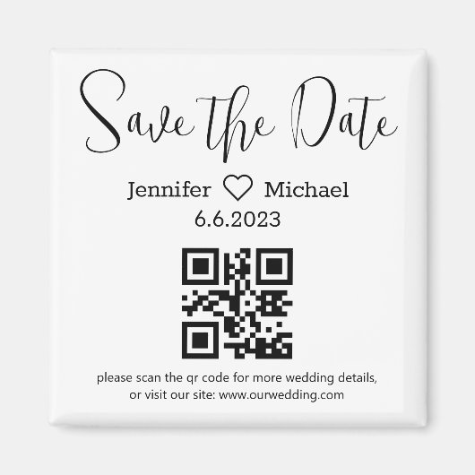 Save the Date qr-Code minimalistisch moderne Hochz Magnet (Vorne)