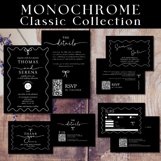 Save the Date QR-Code Schwarz-weiß Monochrome Mitteilungskarte